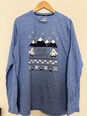 Brooks tech winter yeti themed Run Happy long sleeve shirt